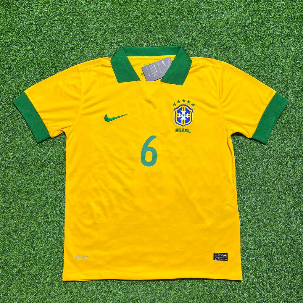 Brazil 2014 World Cup Home Retro Yellow Jersey – Marcelo #6 – Front View