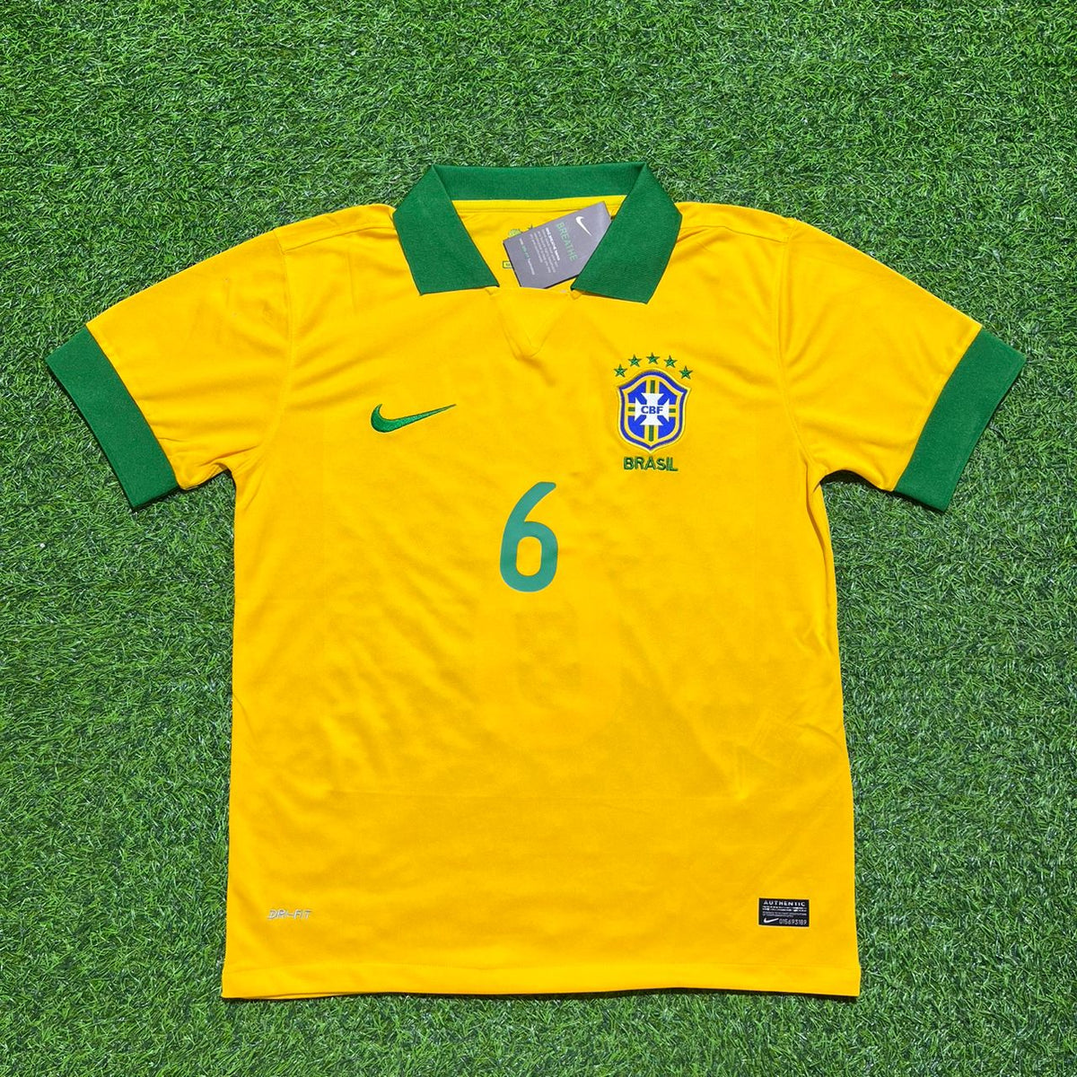 Brazil 2014 World Cup Home Retro Yellow Jersey – Marcelo #6 – Front View