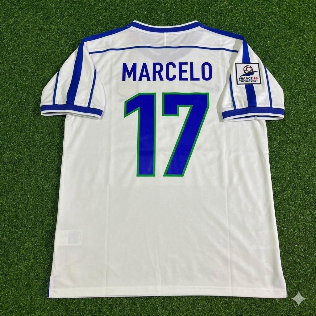 1998 Brazil World Cup Marcelo #17 Retro Football Jersey – Back View