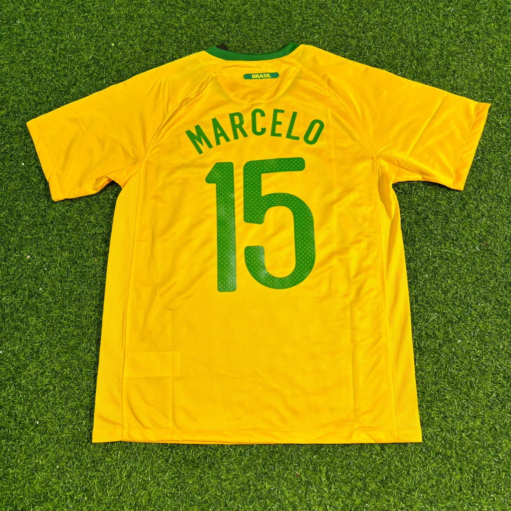 2010 Brazil World Cup Marcelo Retro Yellow Football Jersey – Back View
