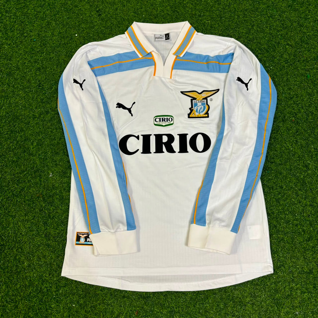 Marcelo Salas Lazio 1999 2000 White Long Sleeve Retro Football Jersey – Front View