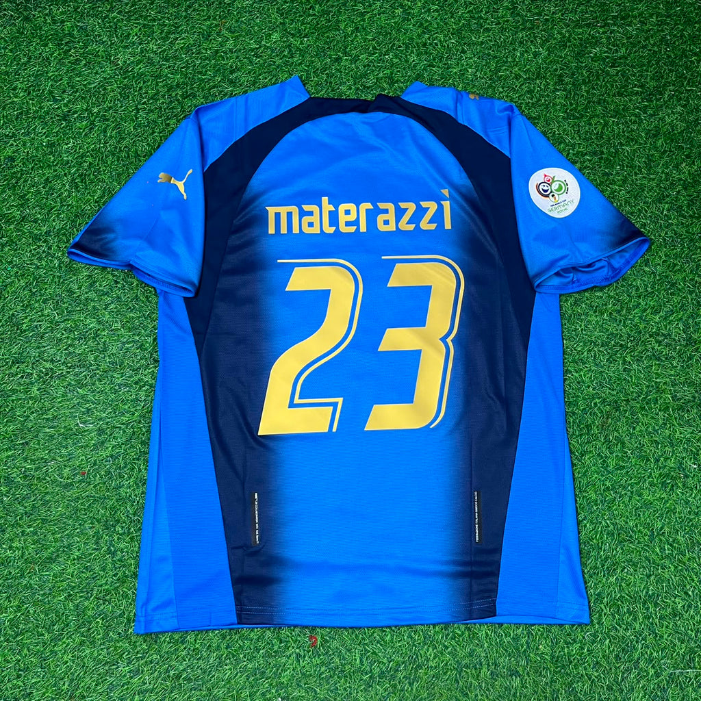 Italy 2006 World Cup Final Retro Jersey – Marco Materazzi 23 - – Back View