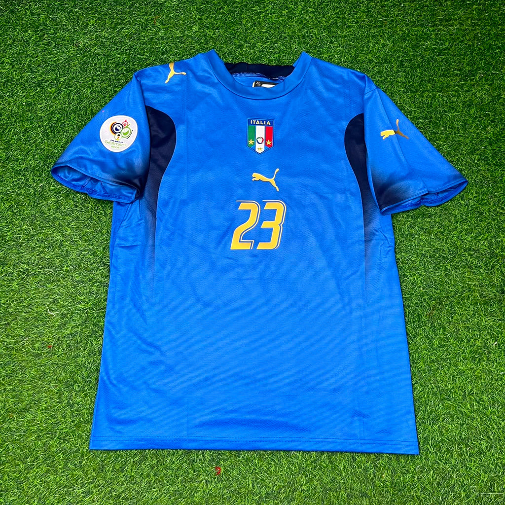 Italy 2006 World Cup Final Retro Jersey – Marco Materazzi 23 - – Front View