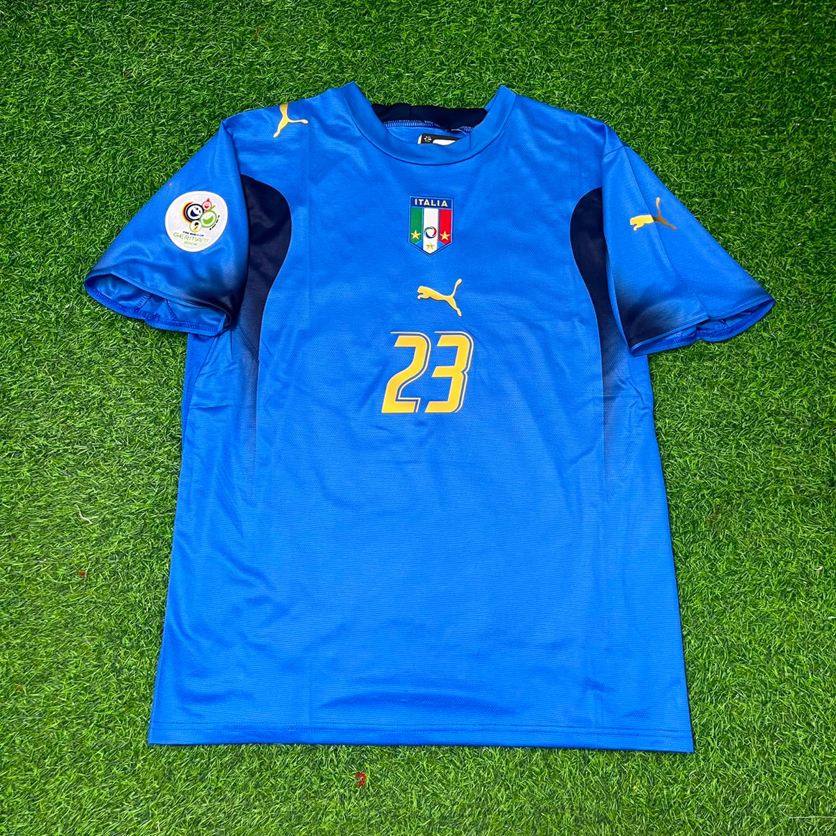 Italy 2006 World Cup Final Retro Jersey – Marco Materazzi 23 - – Front View