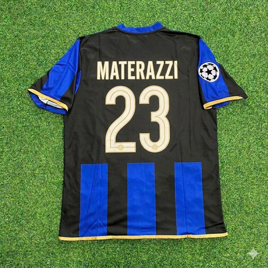 2008/09 Marco Materazzi #23 Inter Milan Retro Football Jersey – Back View
