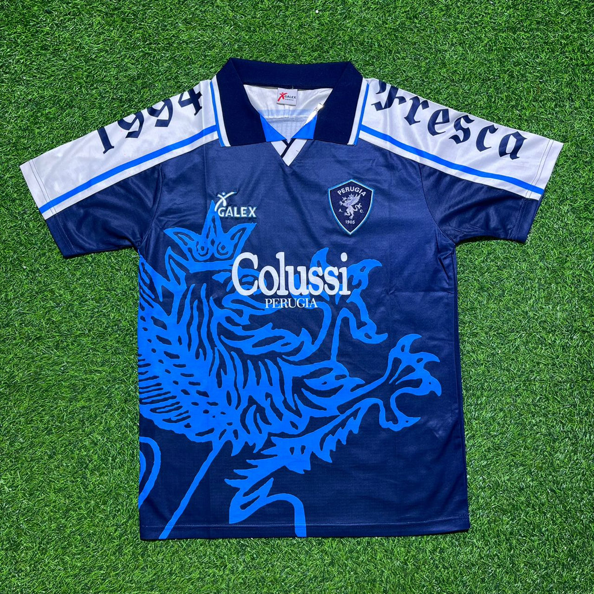 Gennaro Gattuso Perugia 1994/95 Retro Blue Football Jersey – Front View