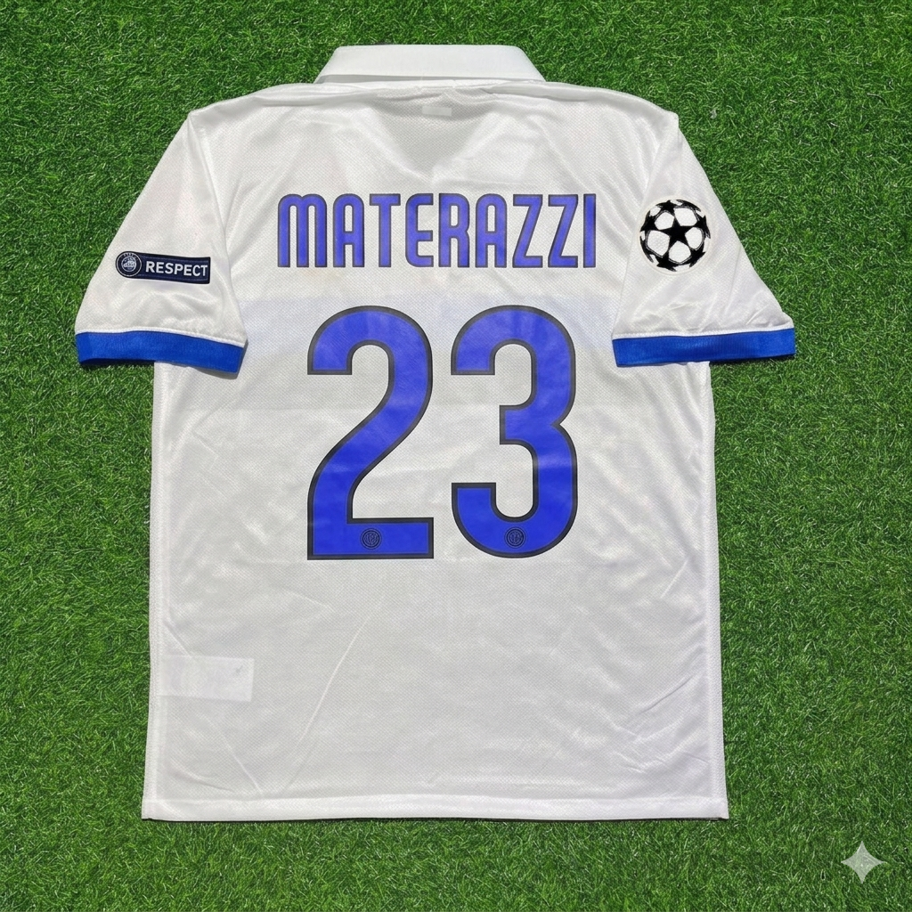 Inter 2009/2010 White Retro Football Jersey – Marco Materazzi – Back View