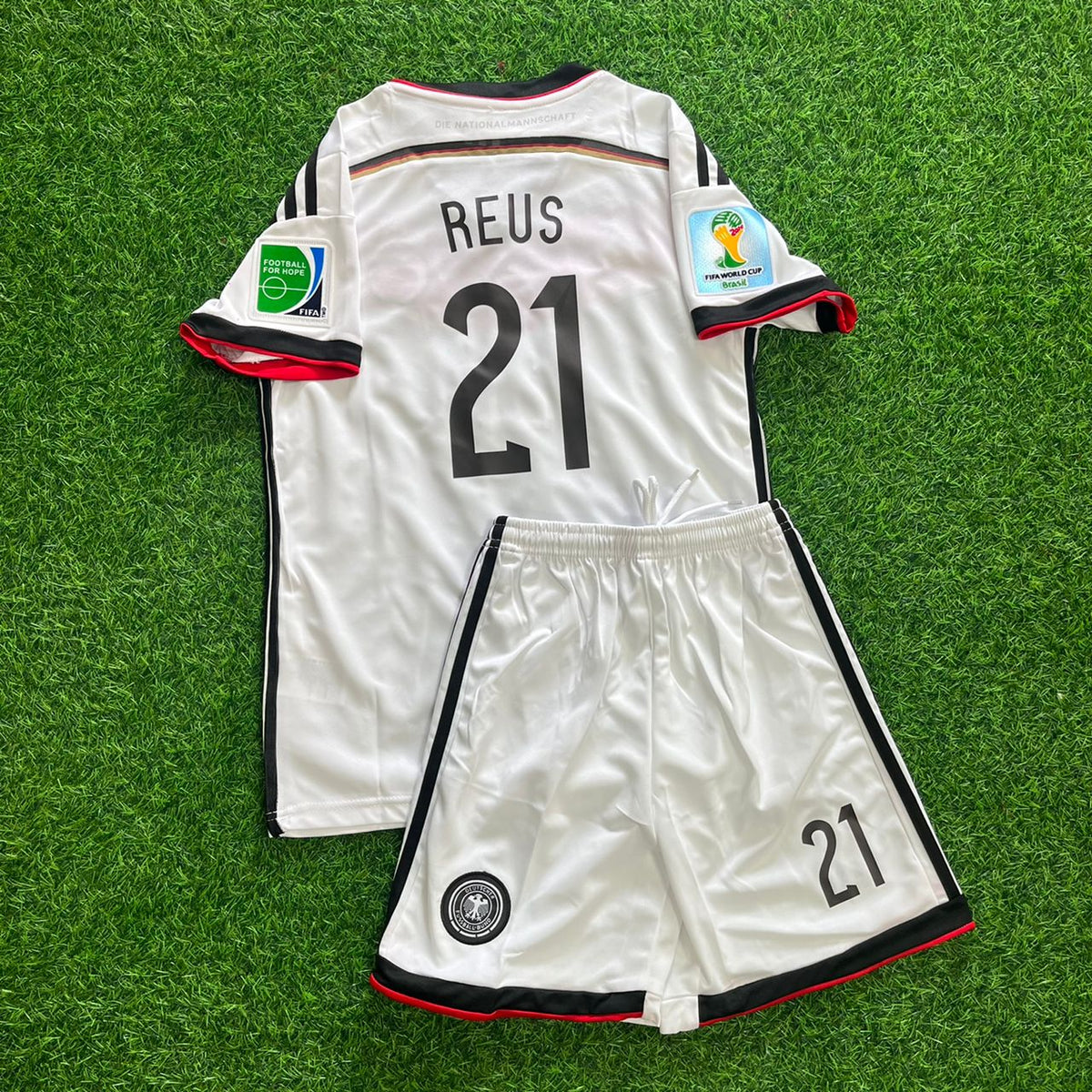 2014 Marco Reus Germany White Retro Kids Football Jersey Collection – Back View