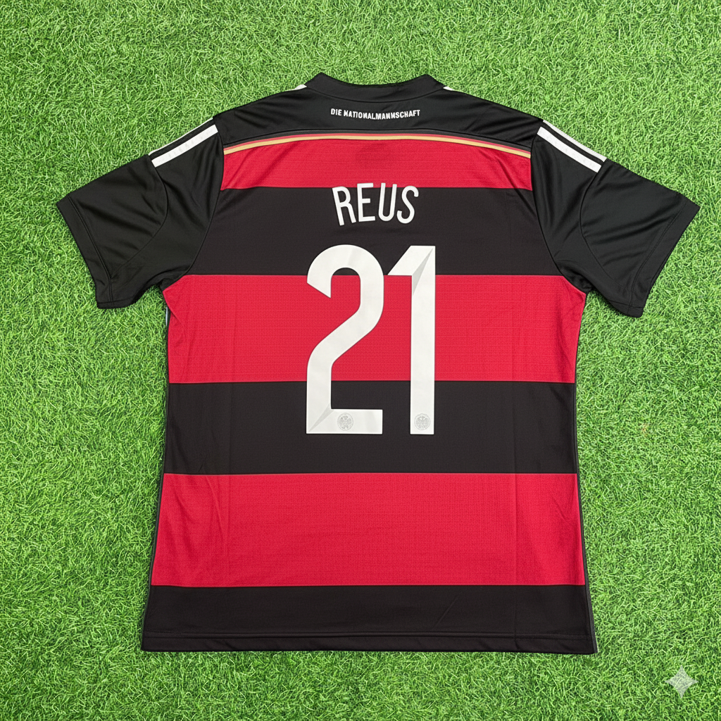 Marco Reus Germany Deutschland 2014 World Cup Brazil Black Red Retro Jersey – Back View