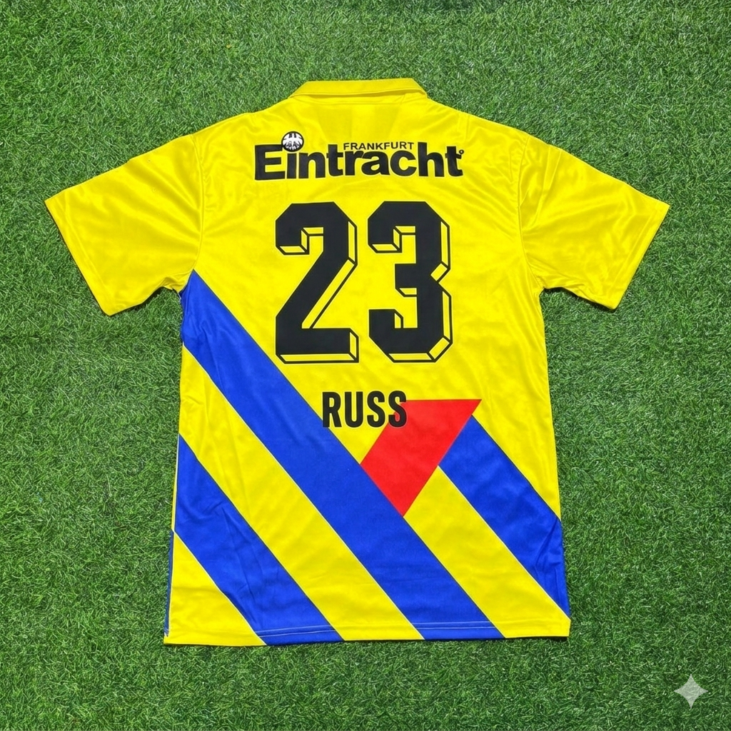 Marco Russ Eintracht Frankfurt Retro Yellow Football Jersey – Back View