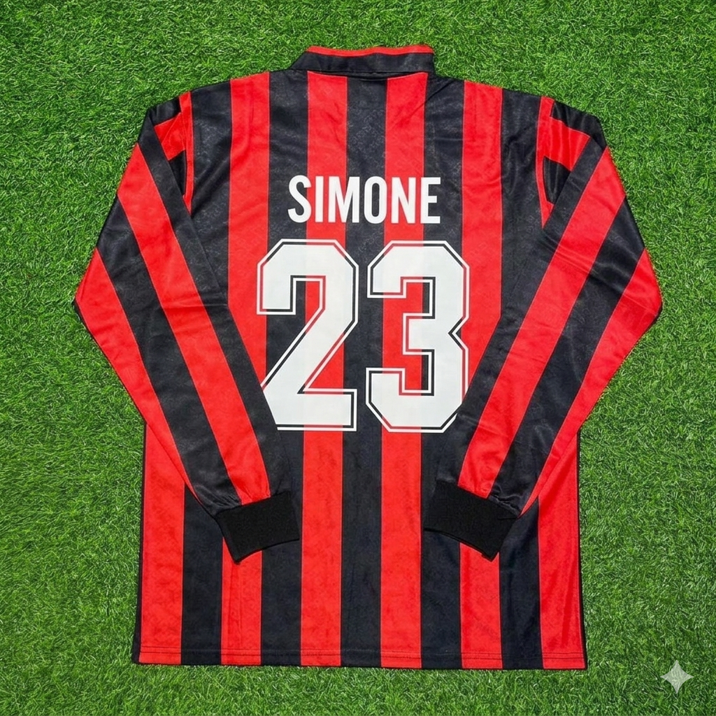 AC Milan 1989/90 Retro Long Sleeve Football Jersey – Marco Simone #23 – Back View