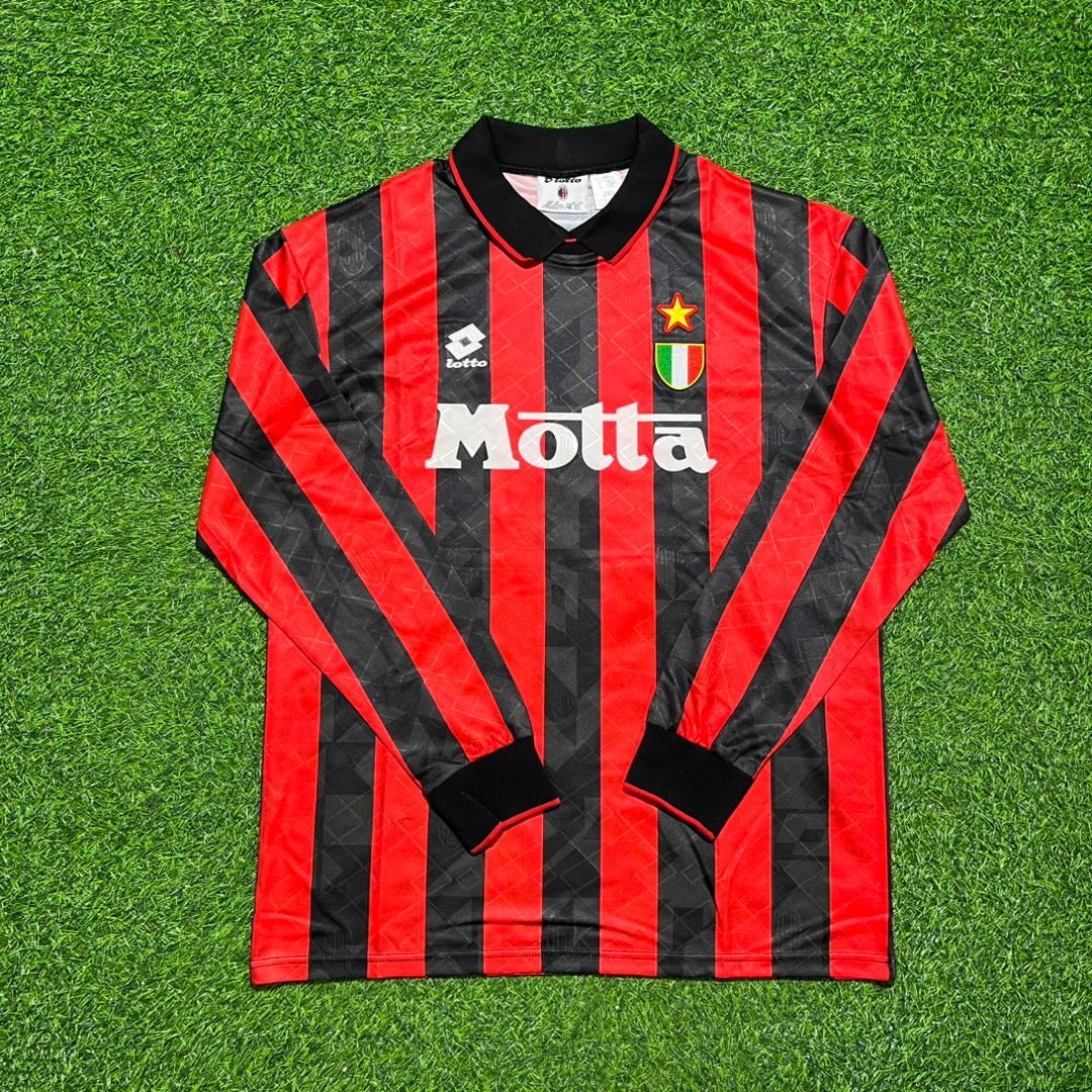 1993 Roberto Donadoni #7 AC Milan 1994 Home Long Sleeve Retro Football Jersey – Front View
