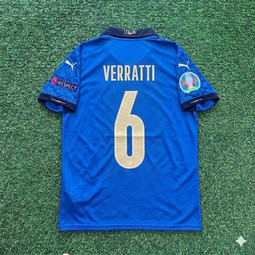 Italy EURO 2020 Final Retro Soccer Jersey – | | – Marco Verratti #6 – Back View