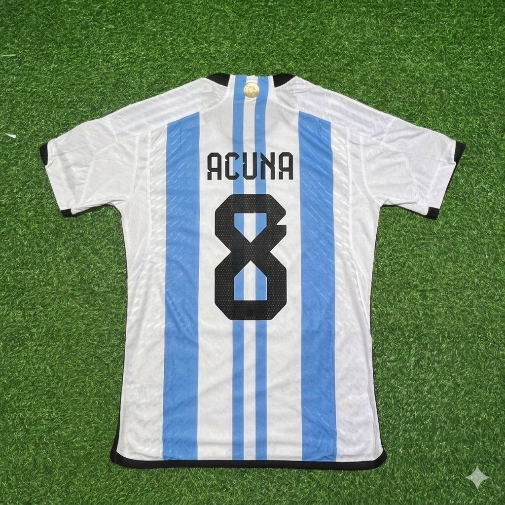 Argentina 2022 Qatar World Cup Champion Home Jersey – Marcos Acuña 8- – Back View