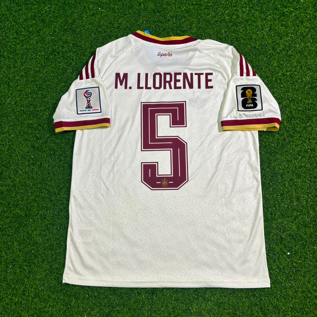 Spain 2026 World Cup Beige Away Football Jersey – Marcos Llorente #5 – Back View