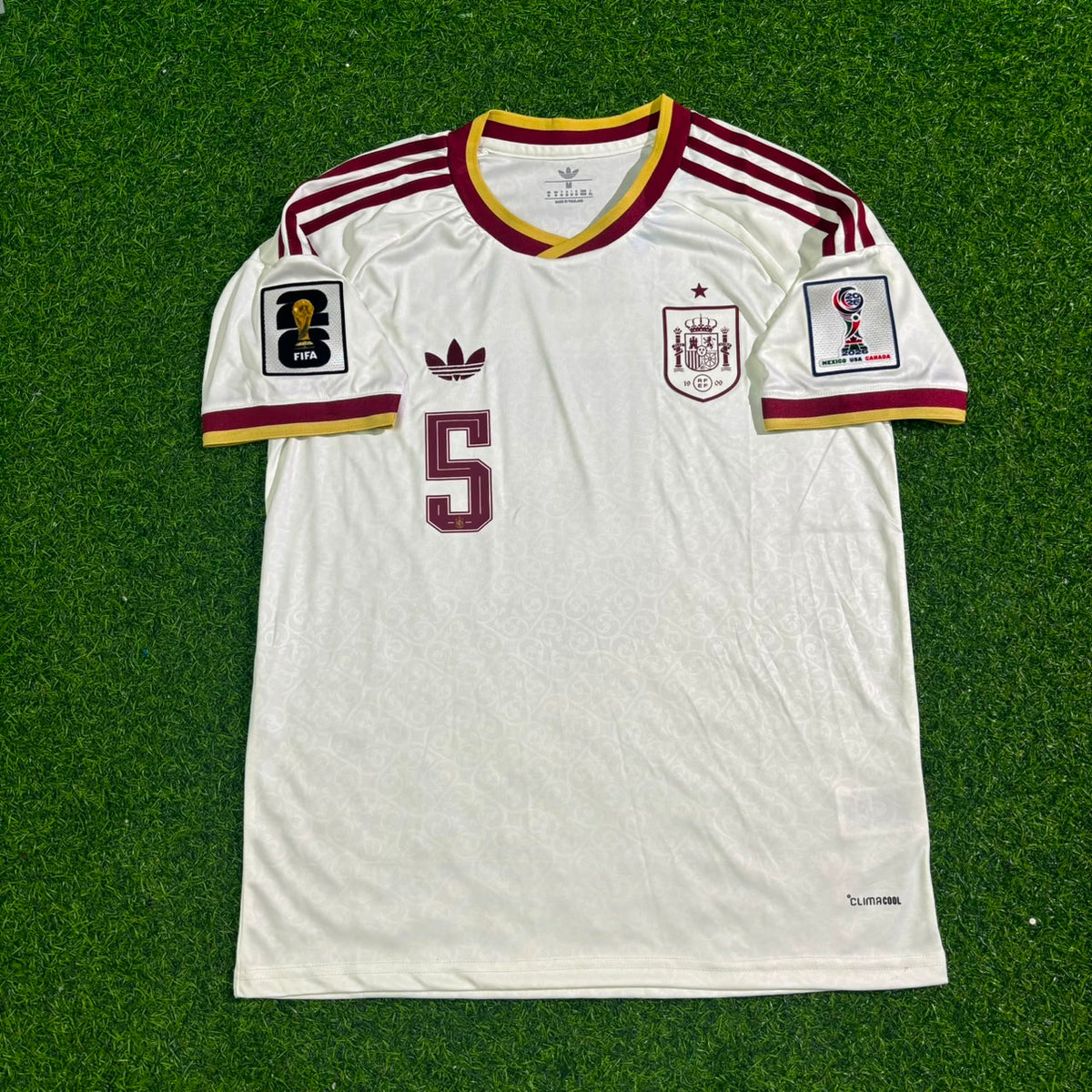 Spain 2026 World Cup Beige Away Football Jersey – Marcos Llorente #5 – Front View