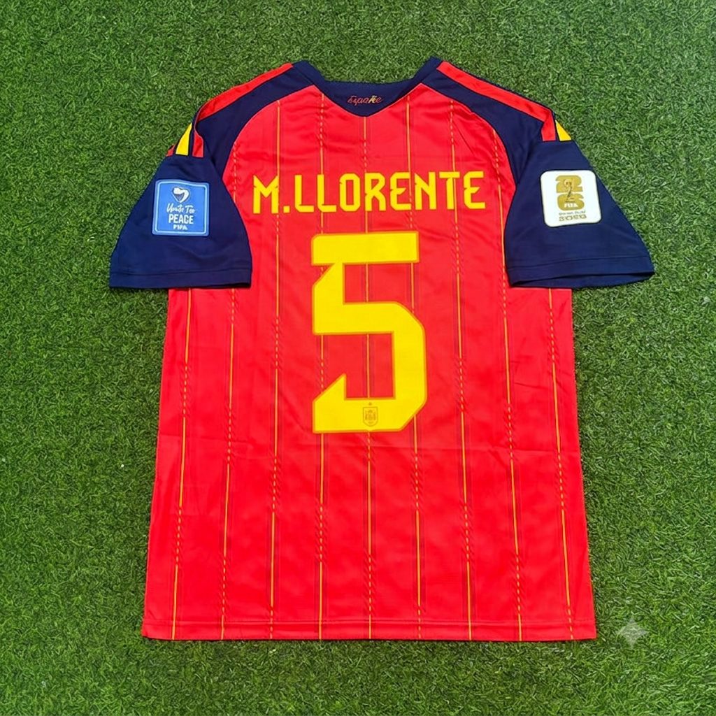 Marcos Llorente #5 Spain 2026 World Cup Home Football Jersey – Back View