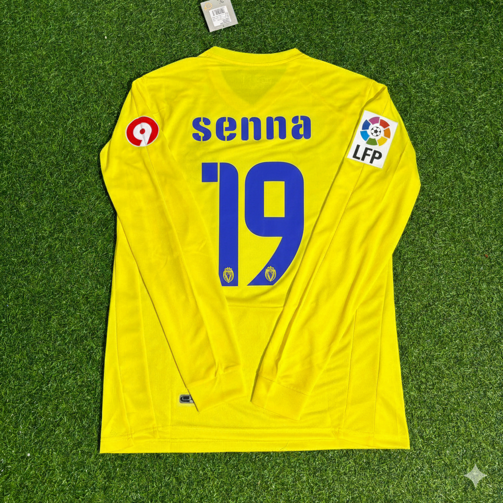 2008/09 Marcos Senna 19 Villarreal CF Long Sleeve Retro Football Jersey – Back View