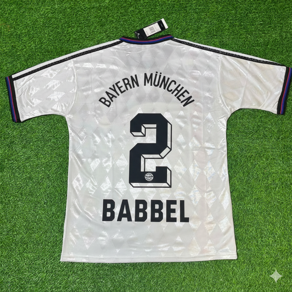 Bayern Munich 1997/98 Away White Retro Football Jersey – Markus Babbel – Back View