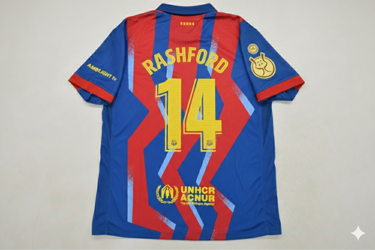 2026 Marcus Rashford 14- Barcelona Supercopa de España Football Jersey – Back View