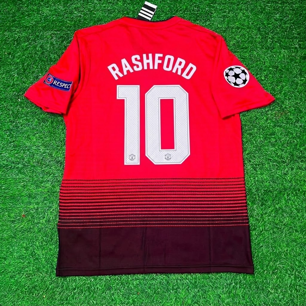 Marcus Rashford #10 Manchester United 2018/2019 Season Home Red Retro Football Jersey – Back View