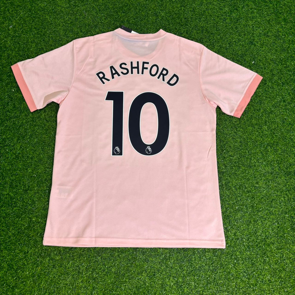 Manchester United 2018/19 Pink Retro Football Jersey – Marcus Rashford – Back View