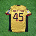 2013 Mario Balotelli #45 AC Milan 2014 Gold Retro Football Jersey – Back View