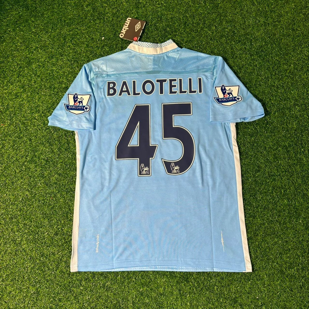 Manchester City 2011/12 Home Kit Blue Retro Jersey Jersey – Mario Balotelli 45 – Detailed View