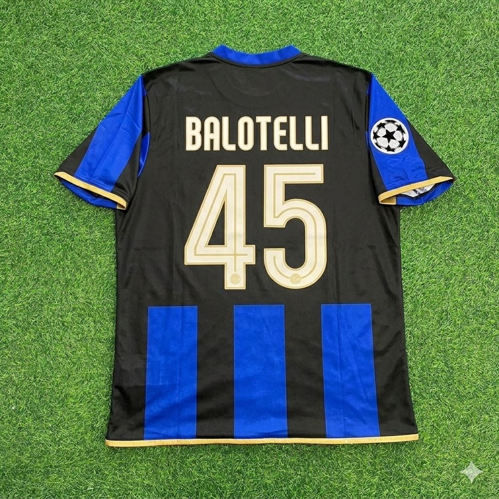 2008/09 Mario Balotelli #45 Inter Milan Retro Football Jersey – Back View