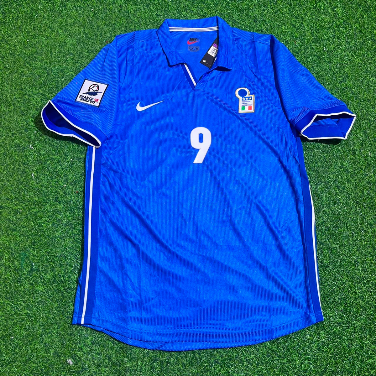 Mario Balotelli Italy Home Blue Retro Football Jersey – Front View