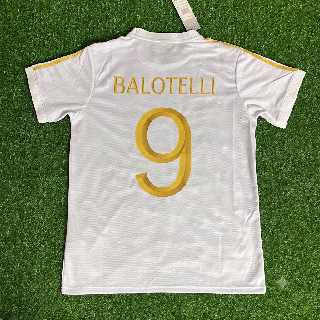 Mario Balotelli - Italy White Anniversary Football Jersey – Back View
