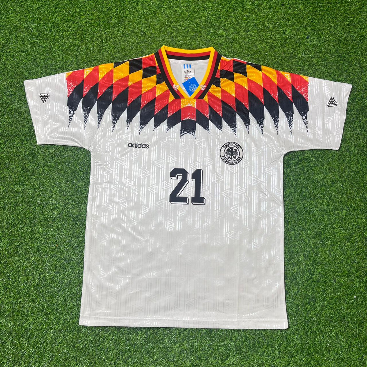 1994 Mario Basler Deutschland World Cup Retro Football Jersey – Front View