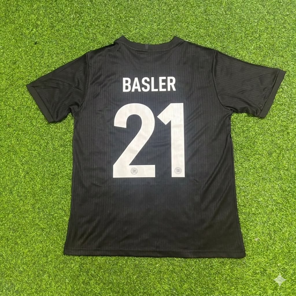 Mario Basler Germany 125 Years Special Black Football Jersey – Back View