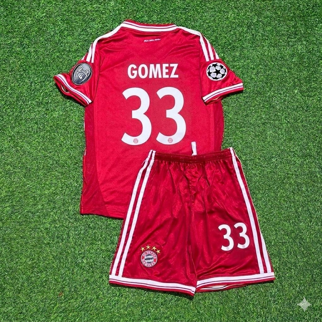 Bayern Munich 2013 Champions League Final Kids Retro Kit – Mario Gómez #33 – Back View