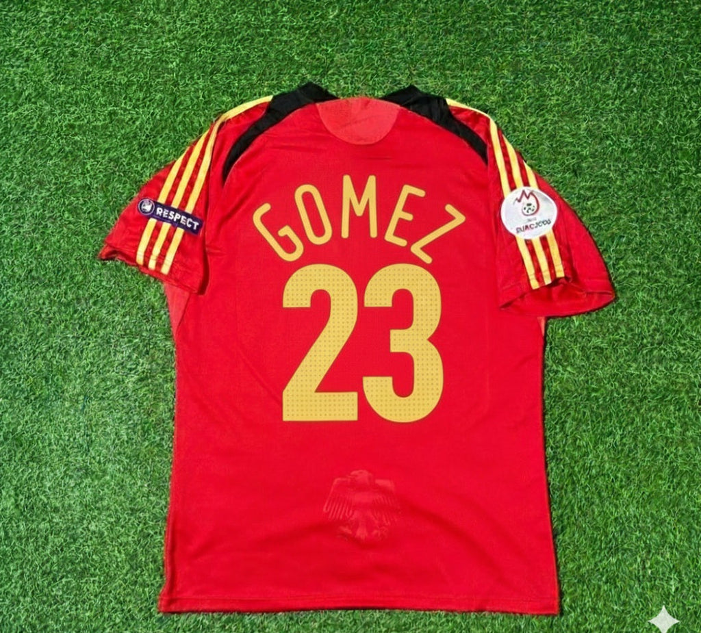 Germany EURO 2008 Away Red Retro Football Jersey – Mario Gomez – Back View