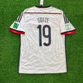 Mario Gotze - Germany Deutschland 2014 World Cup Final White Retro Kit Jersey – Back View