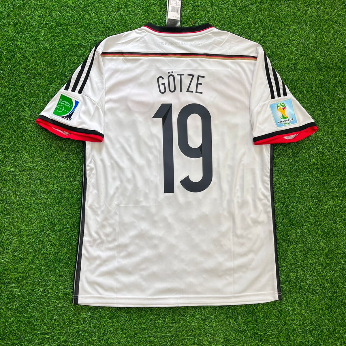 Mario Gotze - Germany Deutschland 2014 World Cup Final White Retro Kit Jersey – Back View