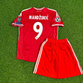 Bayern Munich 2013 Champions League Final Kids Retro Football Jersey – Mario Mandžukić #9 – Back View