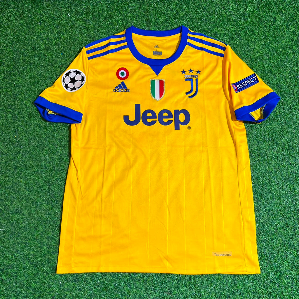 Mario Mandzukic Juventus 2017-2018 Yellow Retro Football Jersey – Front View