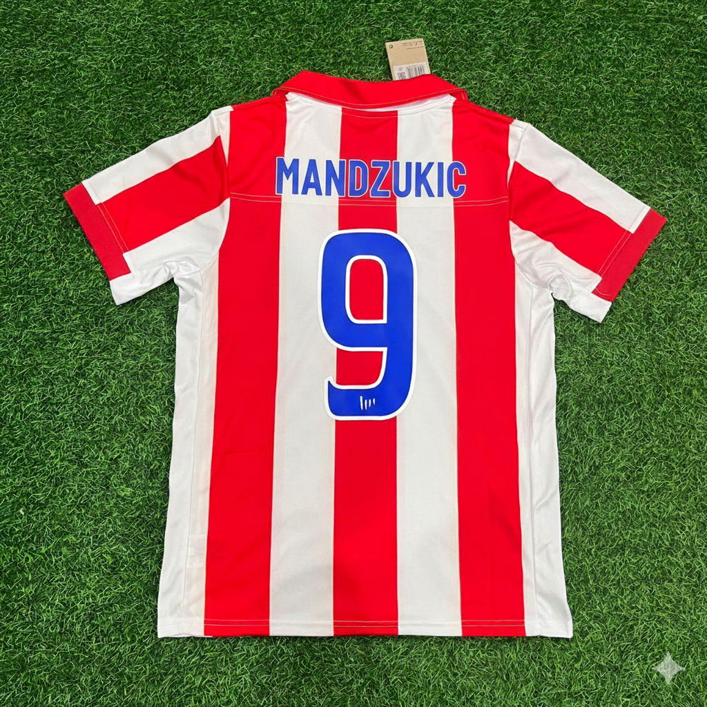 Mario Mandzukic Atletico de Madrid Retro Football Jersey Shirt – Back View