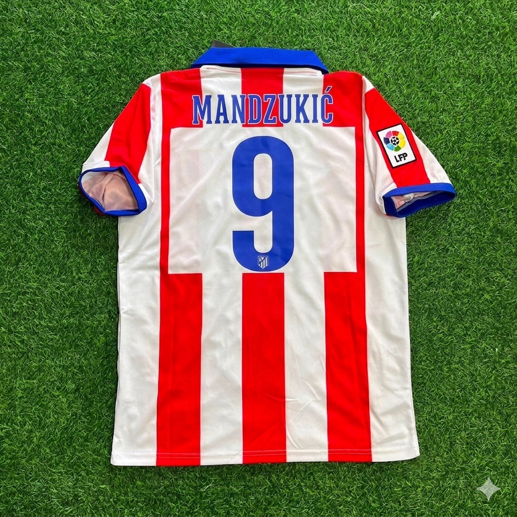 Atlético Madrid Home 2014/15 Retro Kit Jersey – Mario Mandzukic 9 – Back View
