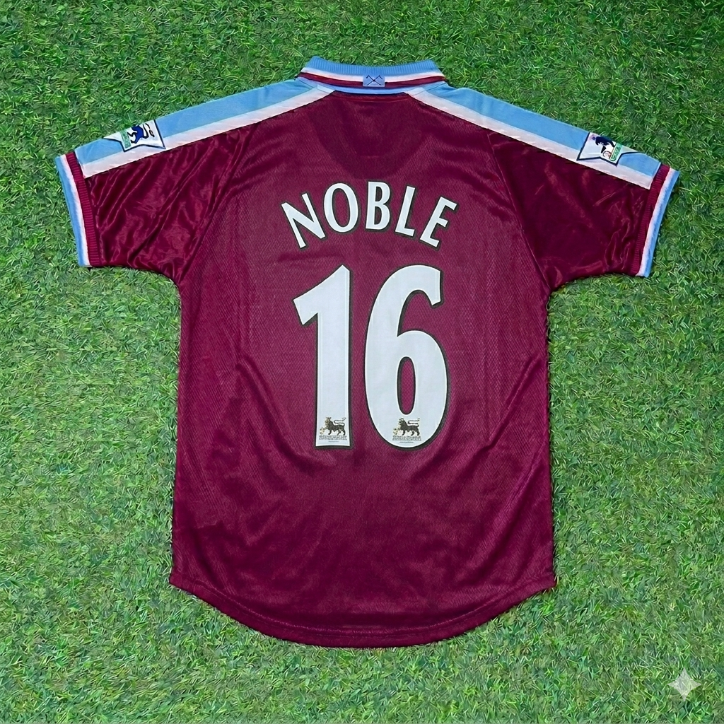 Mark Noble #16 West Ham United Home Retro Football Jersey – Back View