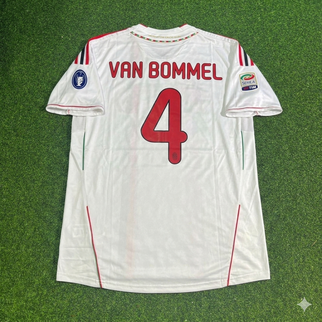 Mark Van Bommel #4 Milan 2011-2012 White Away Retro Football Jersey – Back View