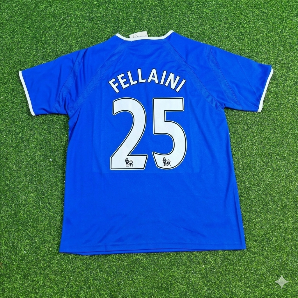 Marouane Fellaini #25 Everton Fc Blue Retro Football Jersey – Back View