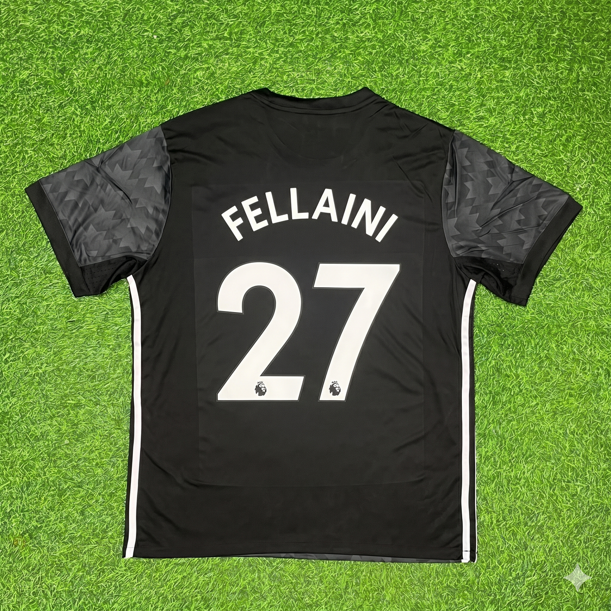 Marouane Fellaini Manchester United 2017-2018 Black Retro Football Jersey – Back View