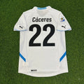 Martin Caceres Uruguay 2010 World Cup White Retro Football Jersey – Back View