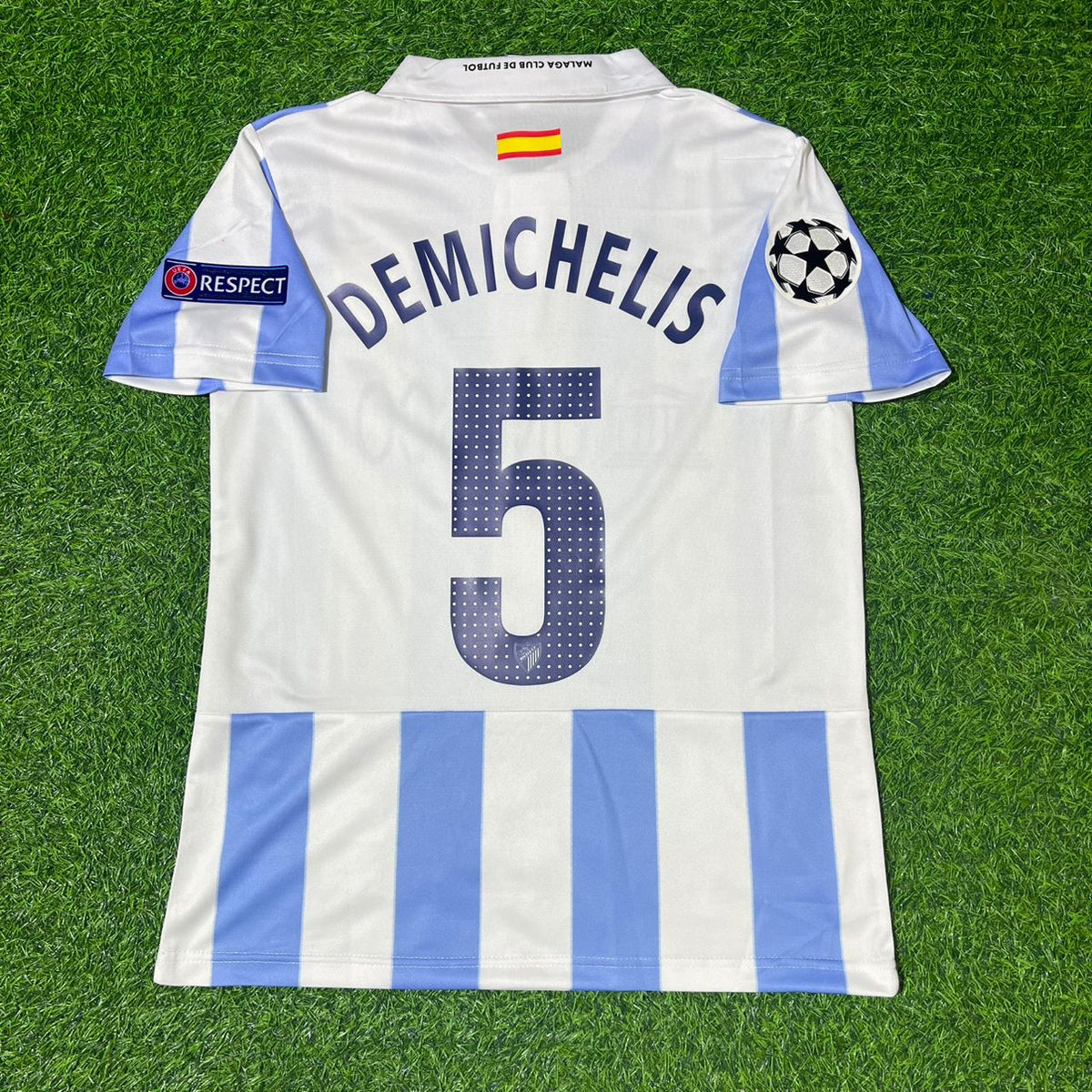 Martin Demichelis Malaga Retro Home Football Jersey – Back View