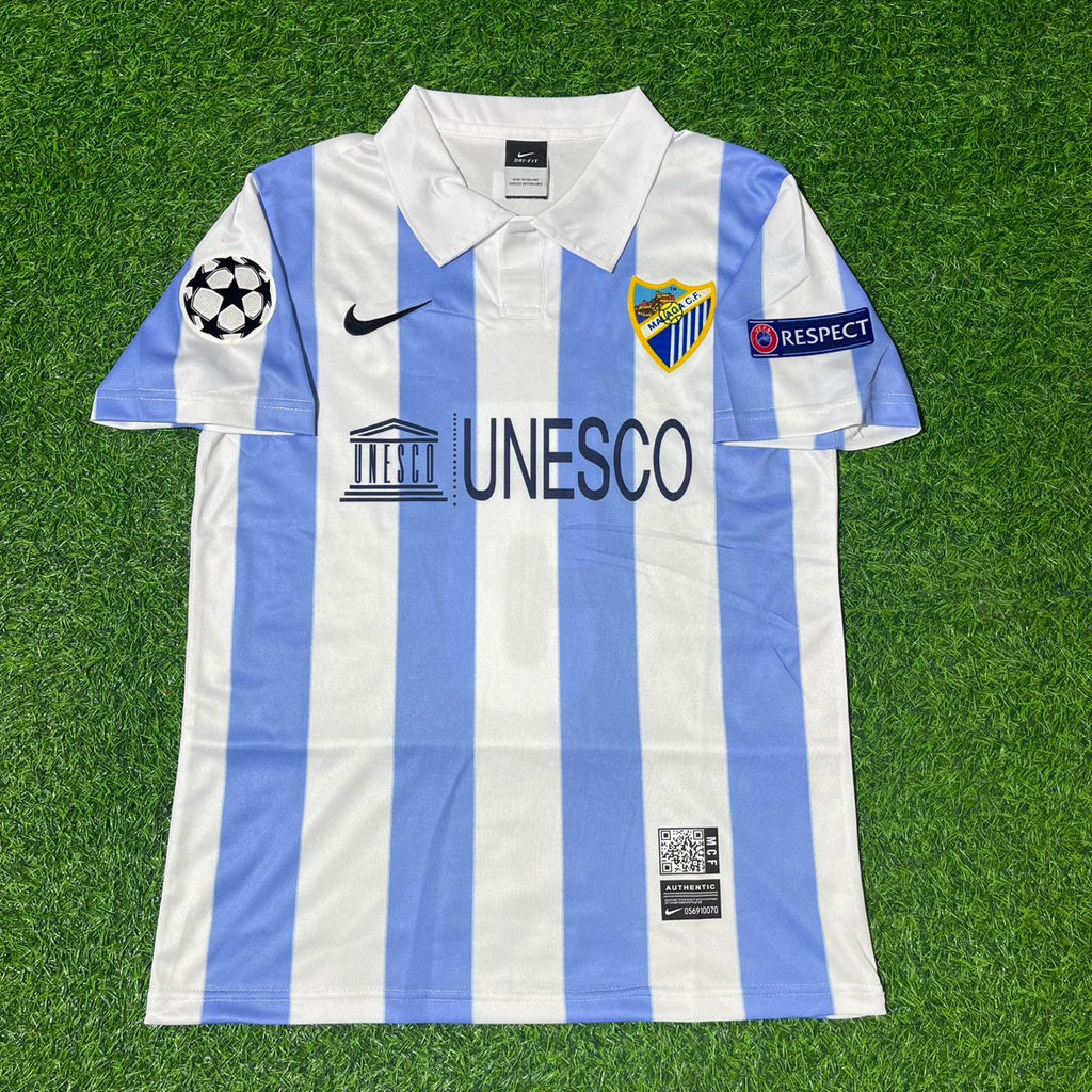Martin Demichelis Malaga Retro Home Football Jersey – Front View