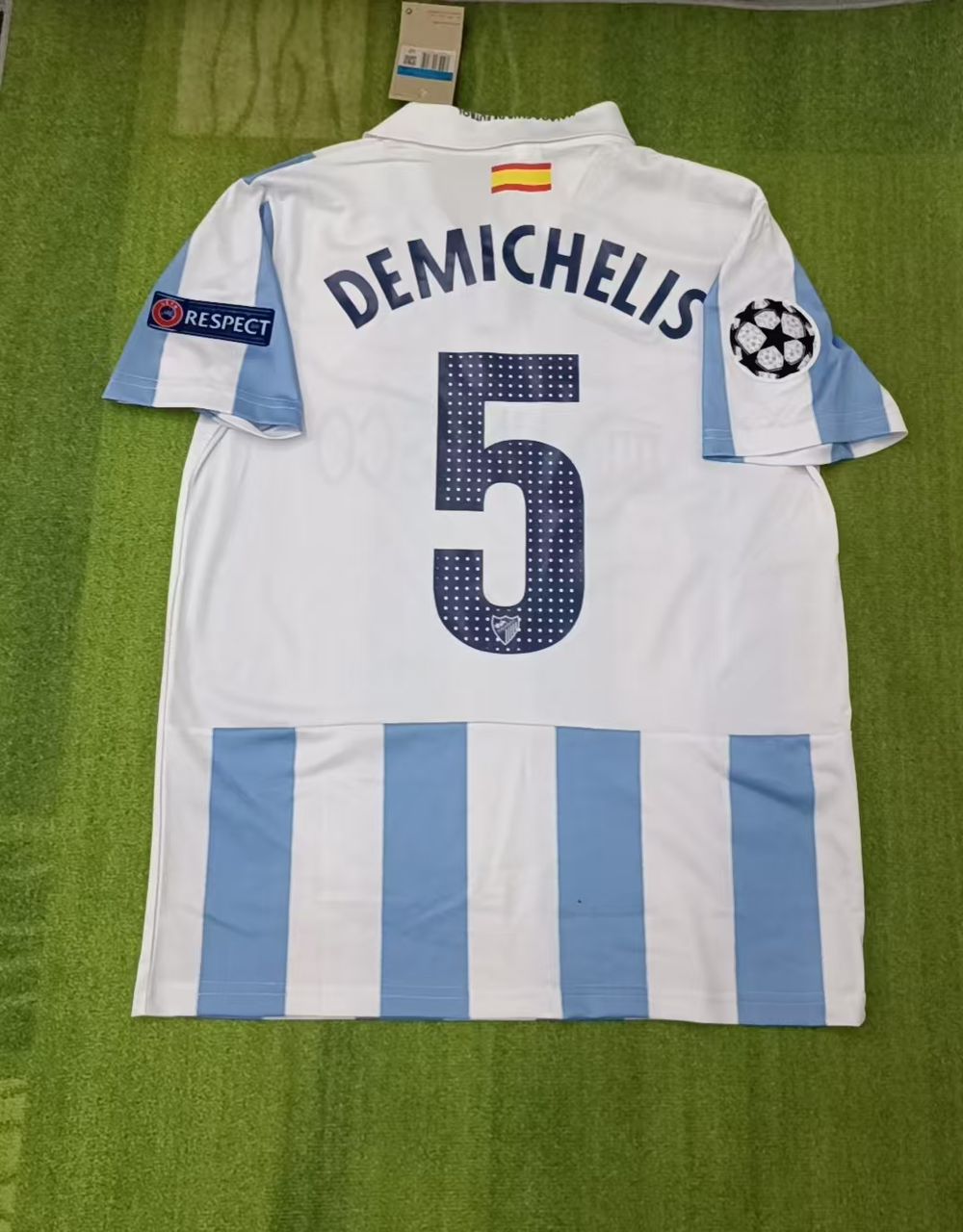 Martin Demichelis Malaga Retro Home Football Jersey – Detailed View