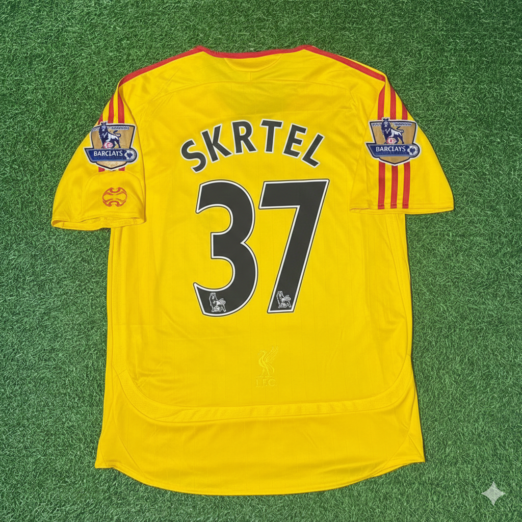 Liverpool 2006/2007 Yellow Retro Football Jersey – Martin Skrtel – Back View